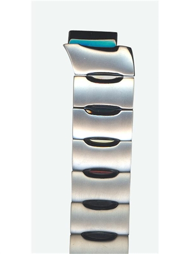 Seiko 3185VB 7T62-0AM0 Chronograph 16mm Silver Tone Metal w/ Black Links- SNA061 watchband - watchbands.com