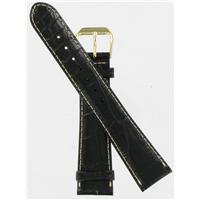 Authentic DeBeer 19mm Black Baby Crocodile Grain with White Stitches watch band