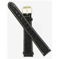 Authentic DeBeer 16mm Black Baby Crocodile Grain with White Stitches watch band