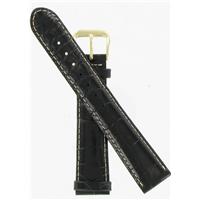 Authentic DeBeer 18mm Black Baby Crocodile Grain with White Stitches watch band