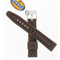 Authentic Fossil 18mm Brown Perforated Silicone Strap watch band