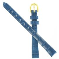 Authentic Town & Country 13mm Blue Croc Grain Regular Gold Tone Buckle watch band